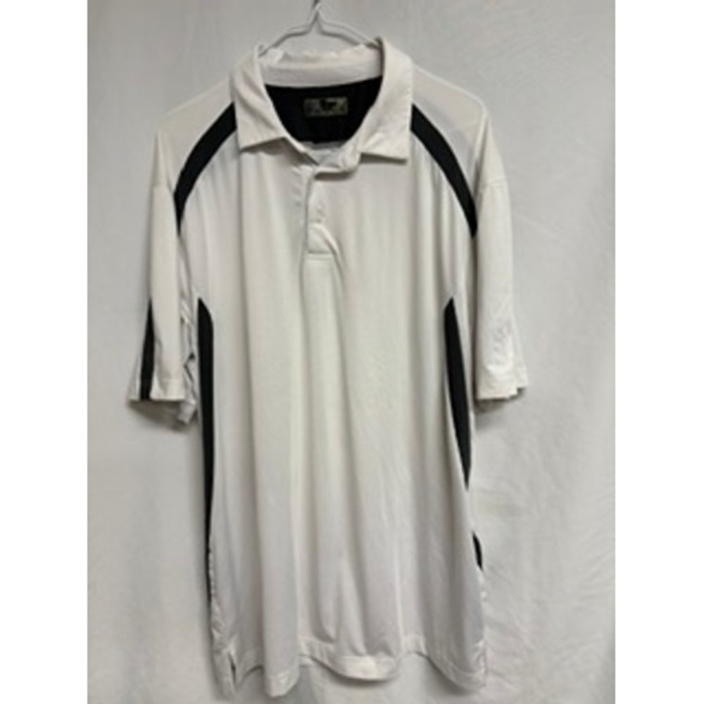 PGA Tour Mens Motionflux 360 Golf Polo Shirt White Black Performance Large